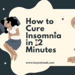 Woman meditating in bed to cure insomnia quickly.
